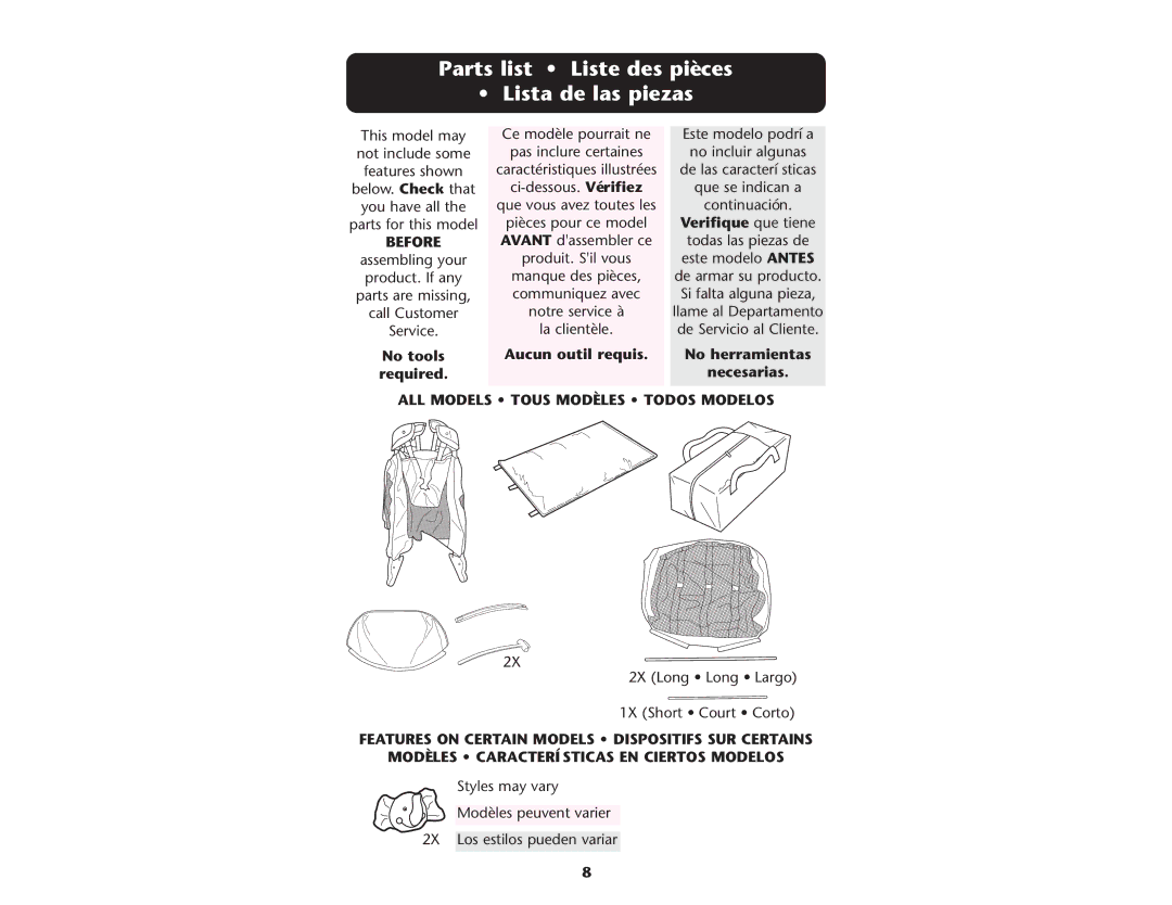 Graco Baby Playpen owner manual Parts list Liste des pièces Lista de las piezas, Verifique que tiene 