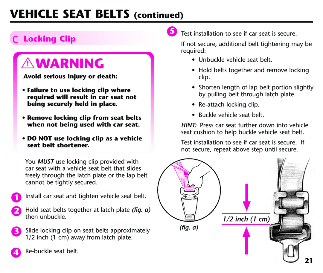 Graco Baby Seat instruction manual Inch 1 cm 