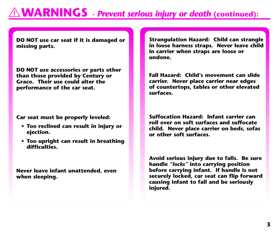 Graco Baby Seat instruction manual 