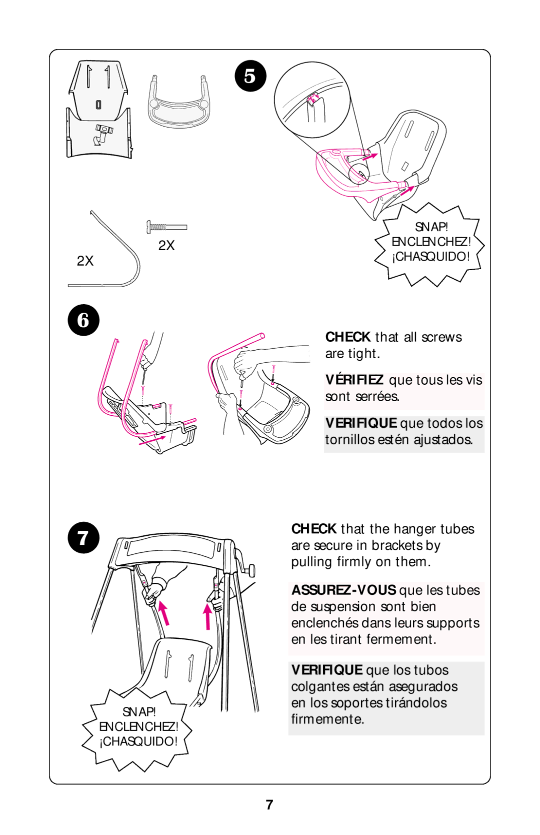 Graco Baby Swing manual Snap Enclenchez ¡CHASQUIDO 