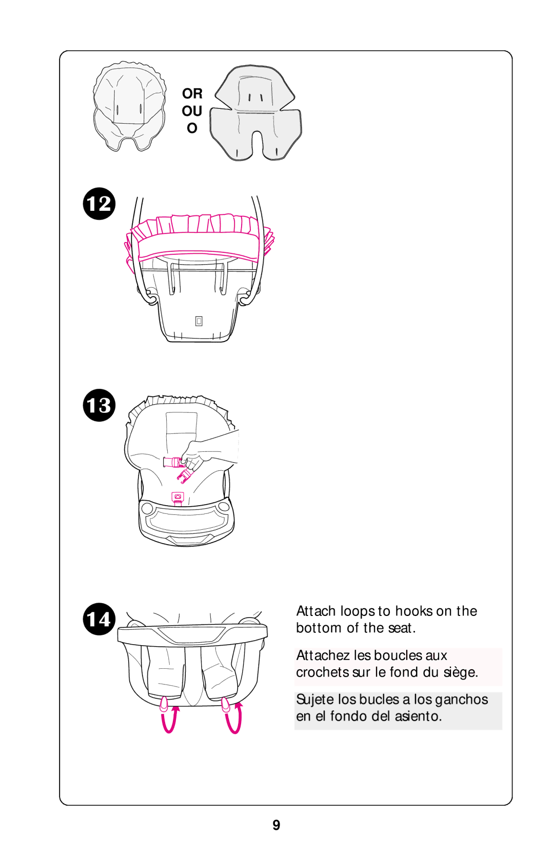 Graco Baby Swing manual Attach loops to hooks on 