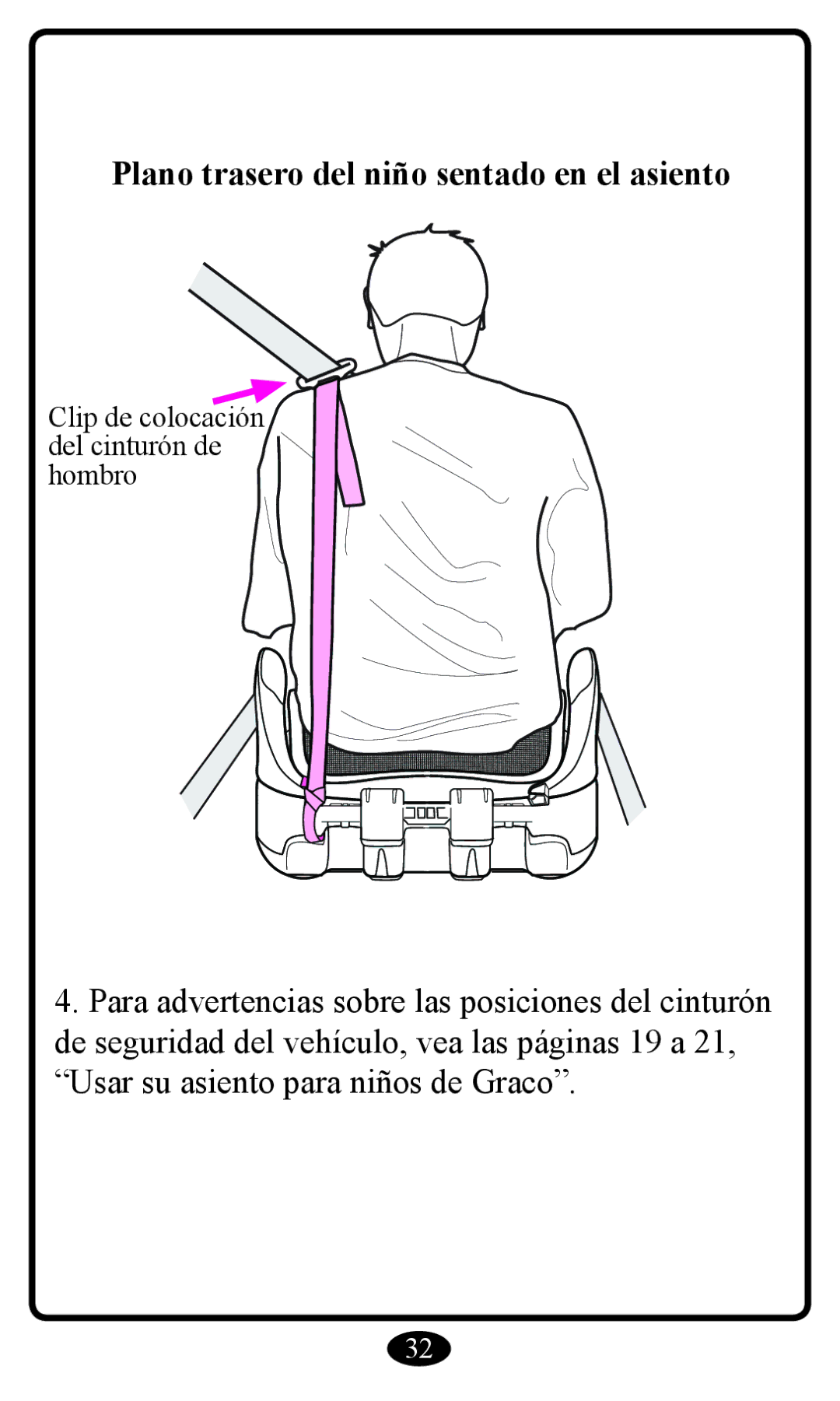 Graco Booster Seat owner manual Plano trasero del niño sentado en el asiento 