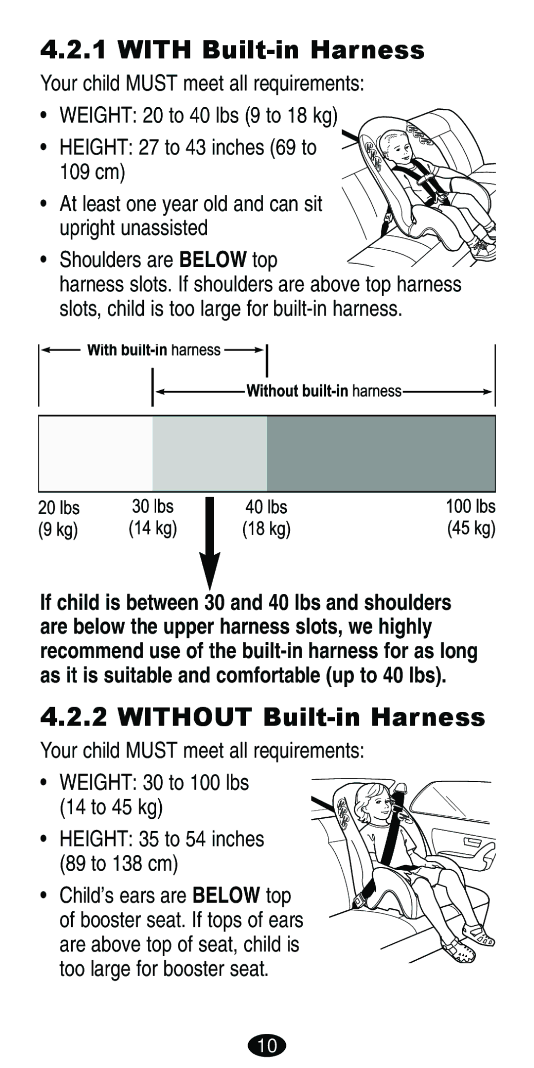 Graco Car Seat/Booster manual With Built-in Harness, Without Built-in Harness 