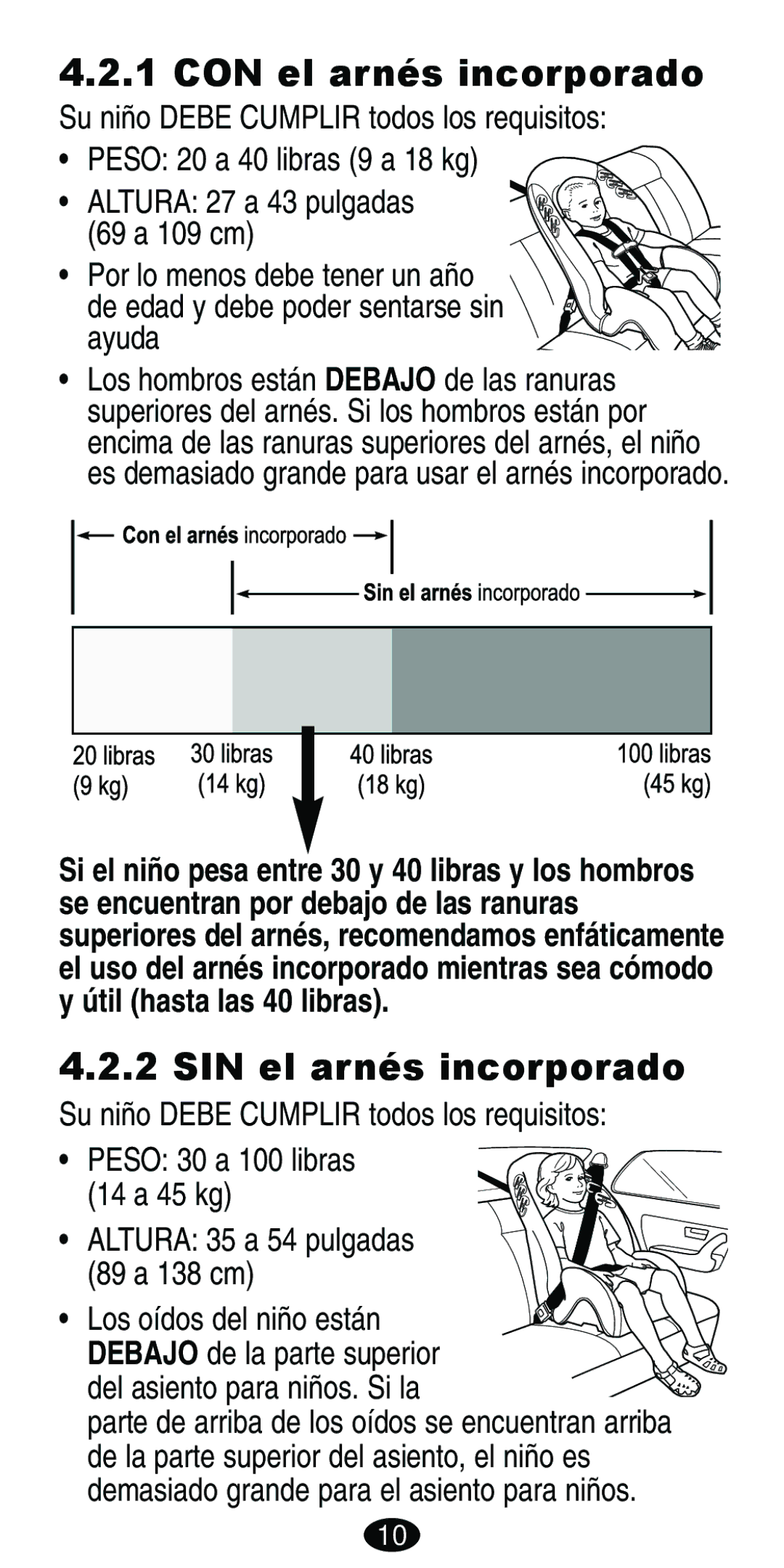 Graco Car Seat/Booster manual CON el arnés incorporado, SIN el arnés incorporado 