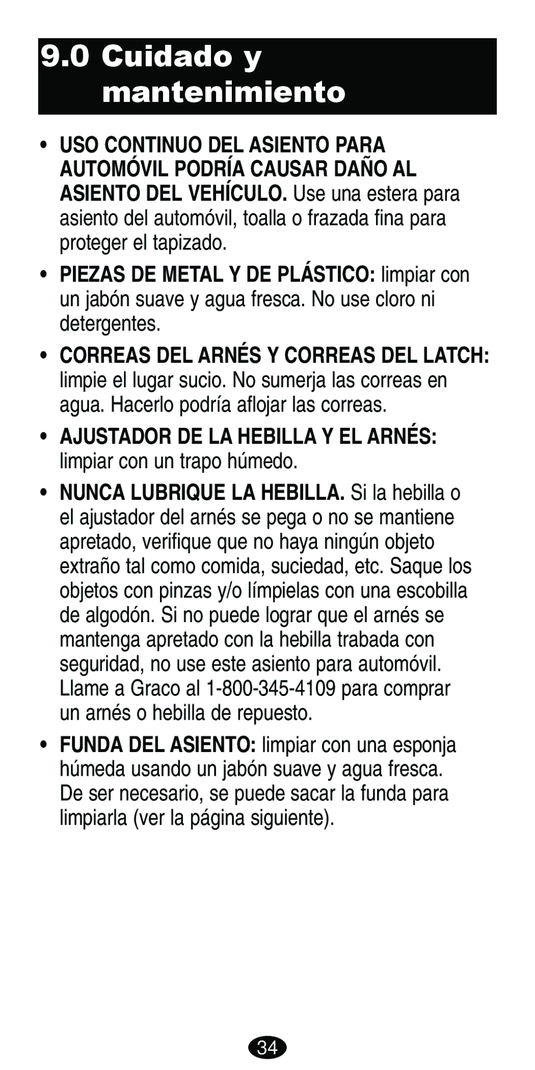 Graco Car Seat/Booster manual Cuidado y mantenimiento 