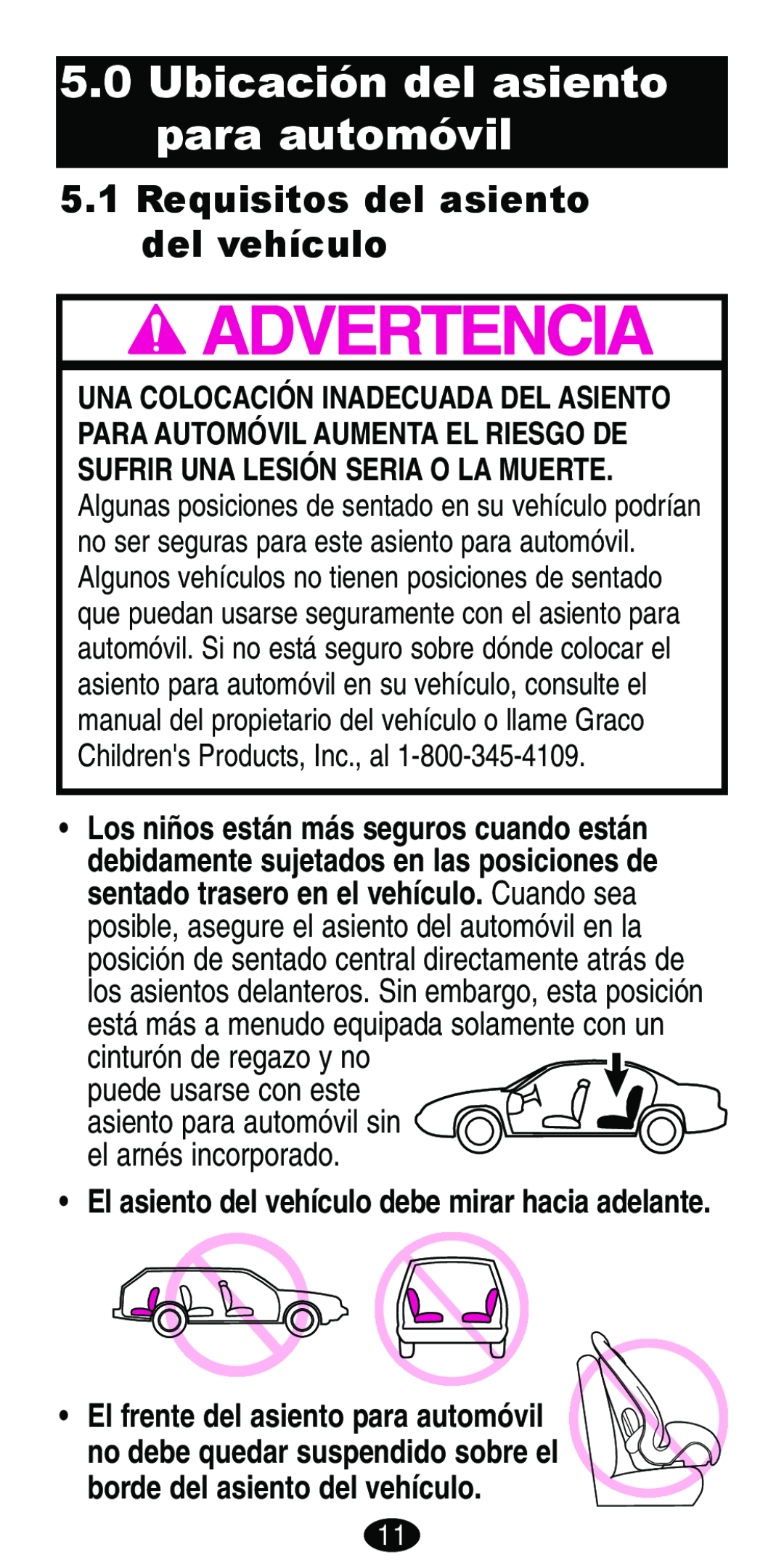 Graco Car Seat/Booster manual Ubicación del asiento para automóvil, Requisitos del asiento del vehículo 