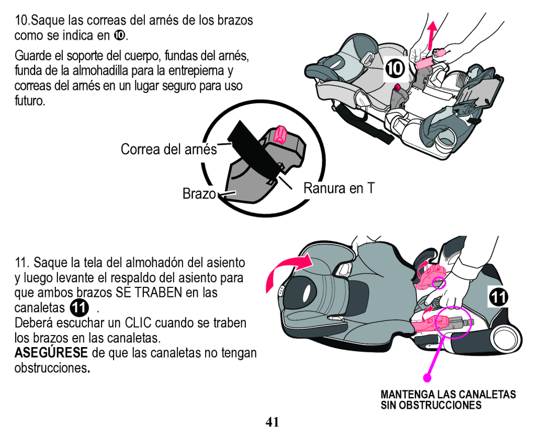 Graco Child Restraint/Booster Seat owner manual Correa del arnés Brazo 