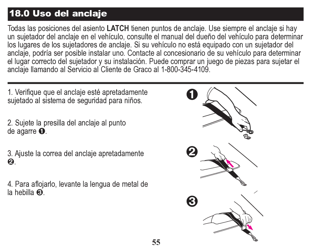 Graco Child Restraint/Booster Seat owner manual Uso del anclaje 