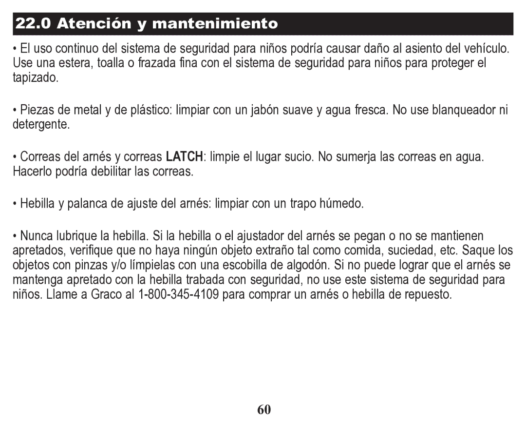 Graco Child Restraint/Booster Seat owner manual Atención y mantenimiento 