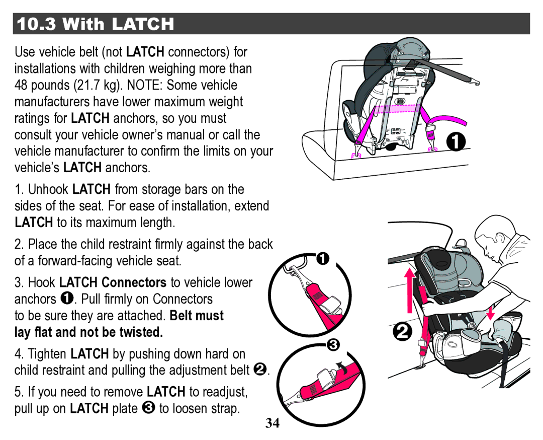 Graco Child Restraint/Booster Seat owner manual With Latch 