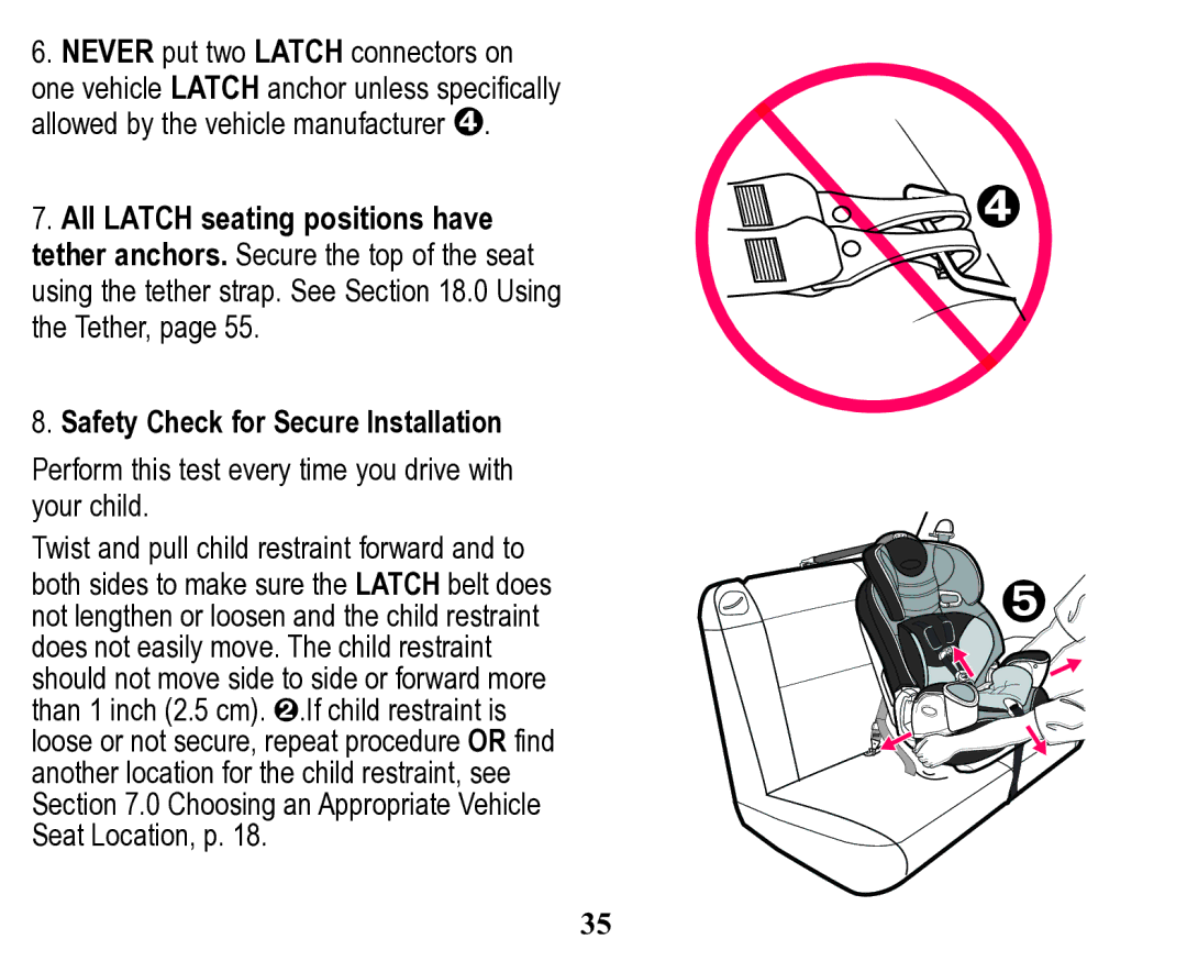 Graco Child Restraint/Booster Seat owner manual Safety Check for Secure Installation 