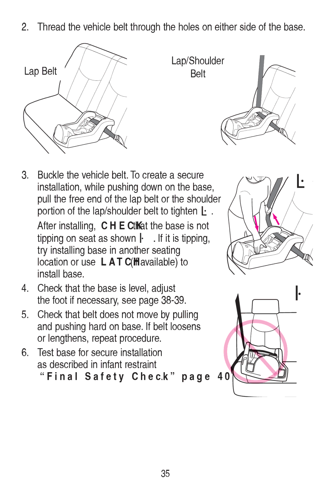 Graco CLASSIC CONNECT 30 manual LqvwdooEdvh, ³LQDO6DIHW\&KHFN´SDJH, RuOhqjwkhqvUhshdwSurfhgxuh 