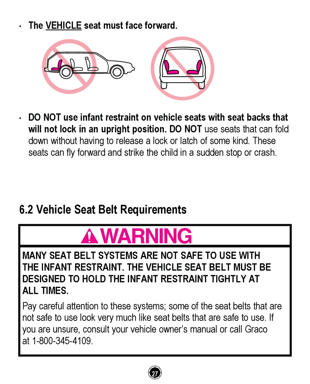 Graco PD261464A, CLASSIC CONNECT 35 manual Vehicle Seat Belt Requirements 