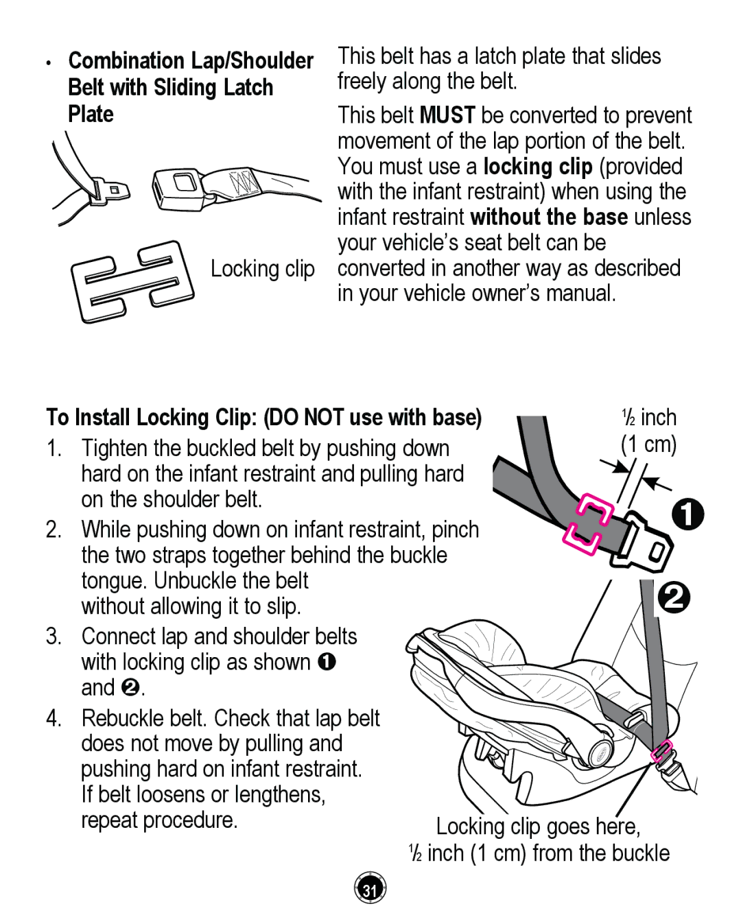 Graco PD261464A ‡ Combination Lap/Shoulder Belt with Sliding Latch Plate, To Install Locking Clip do not use with base 