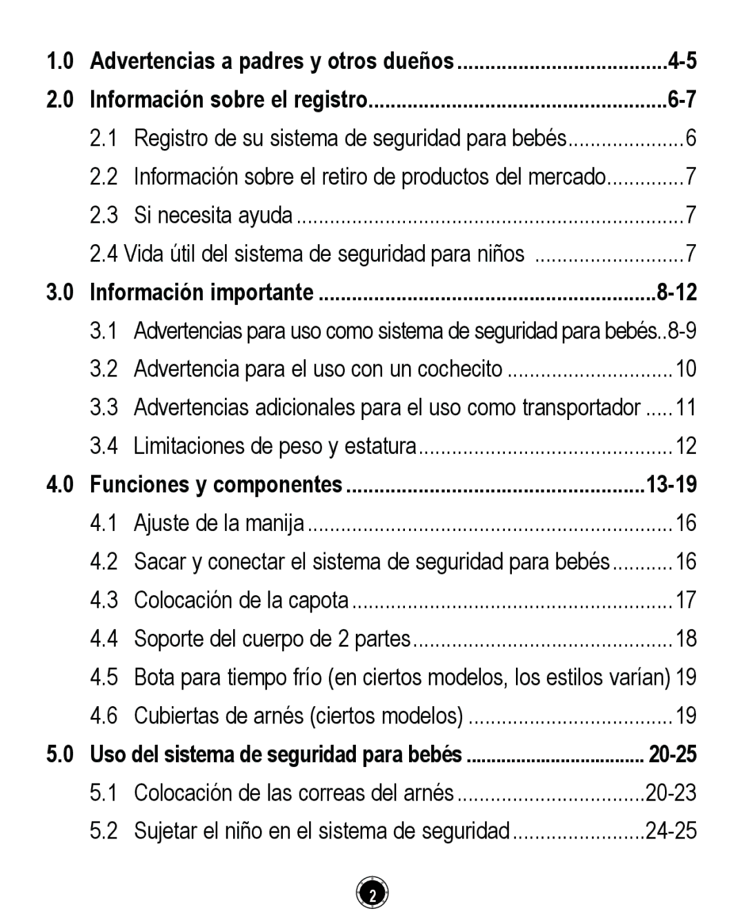 Graco CLASSIC CONNECT 35, PD261464A manual Funciones y componentes 13-19, Información importante 