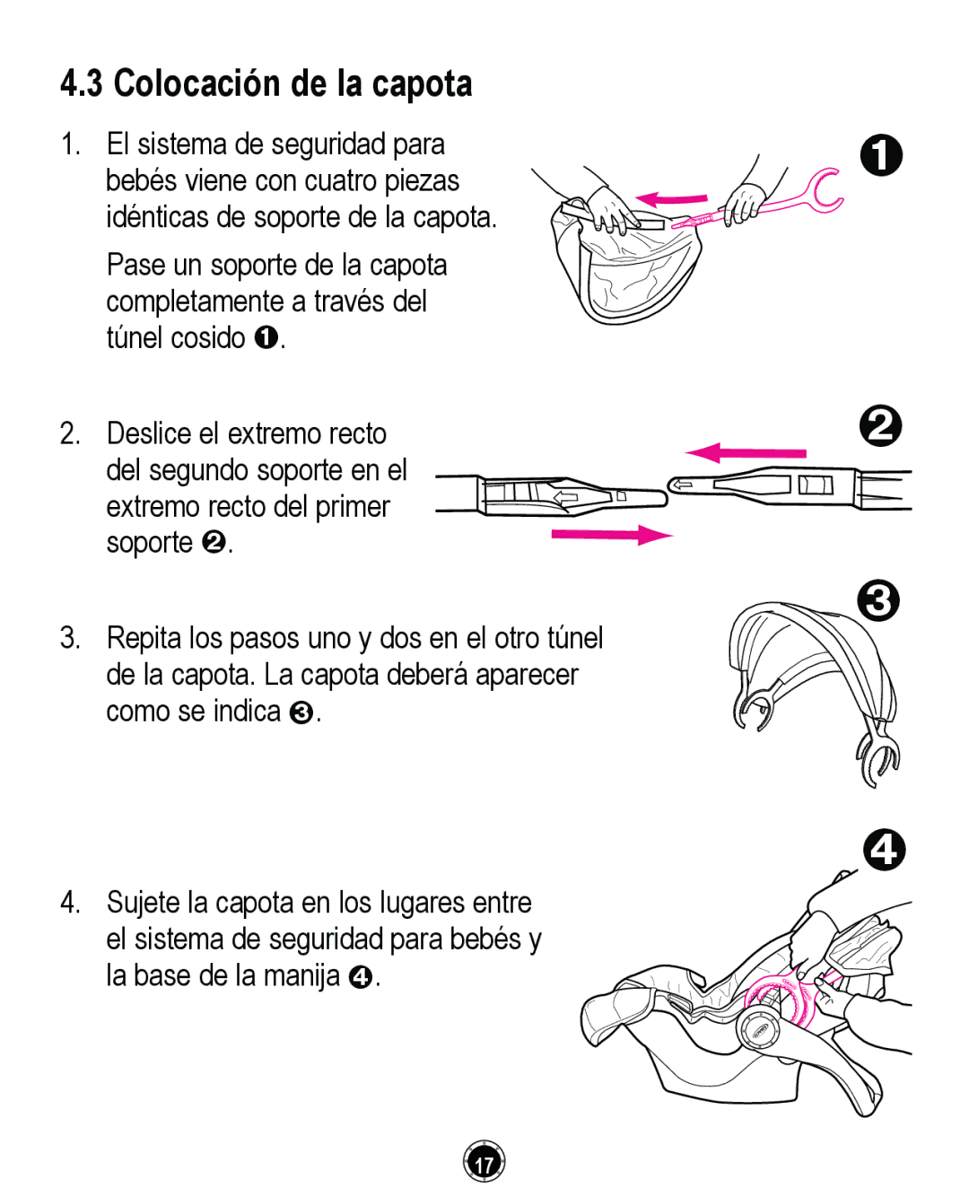 Graco PD261464A, CLASSIC CONNECT 35 manual Colocación de la capota 