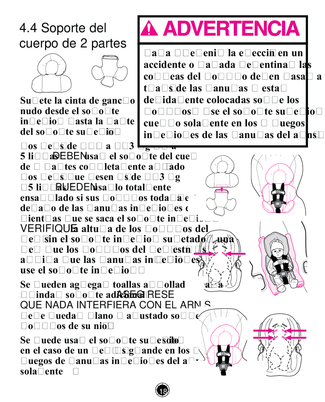 Graco CLASSIC CONNECT 35, PD261464A manual Soporte del Cuerpo de 2 partes 