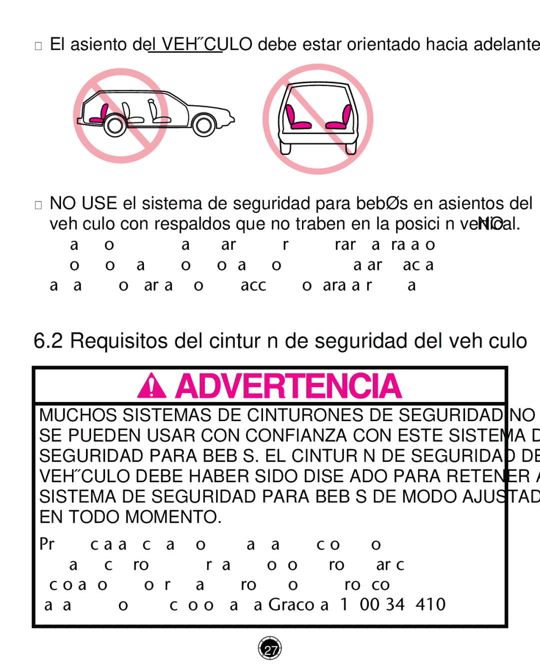 Graco PD261464A, CLASSIC CONNECT 35 manual Requisitos del cinturón de seguridad del vehículo 