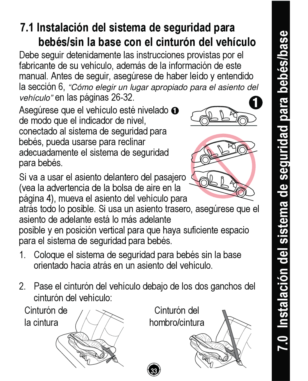 Graco PD261464A, CLASSIC CONNECT 35 manual Instalación del sistema de seguridad para bebés/base 