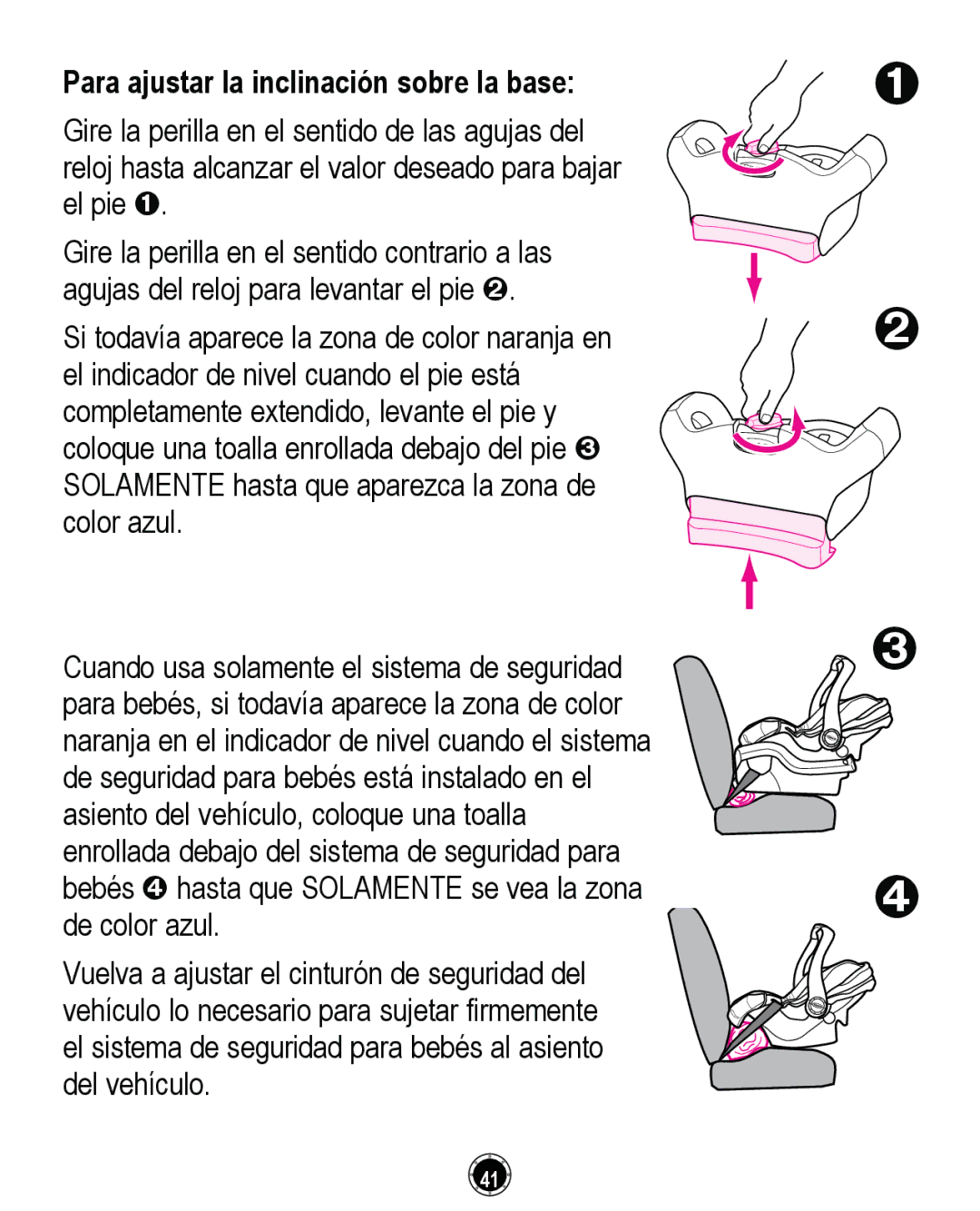 Graco PD261464A, CLASSIC CONNECT 35 manual Para ajustar la inclinación sobre la base 