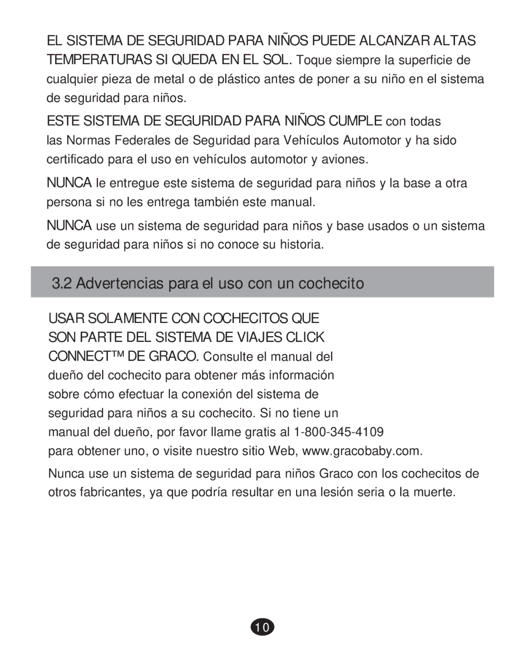 Graco CLICK CONNECT 35 LX, PD217347A manual Advertencias para el uso con un cochecito, ‡ Usar Solamente CON Cochecitos QUE 