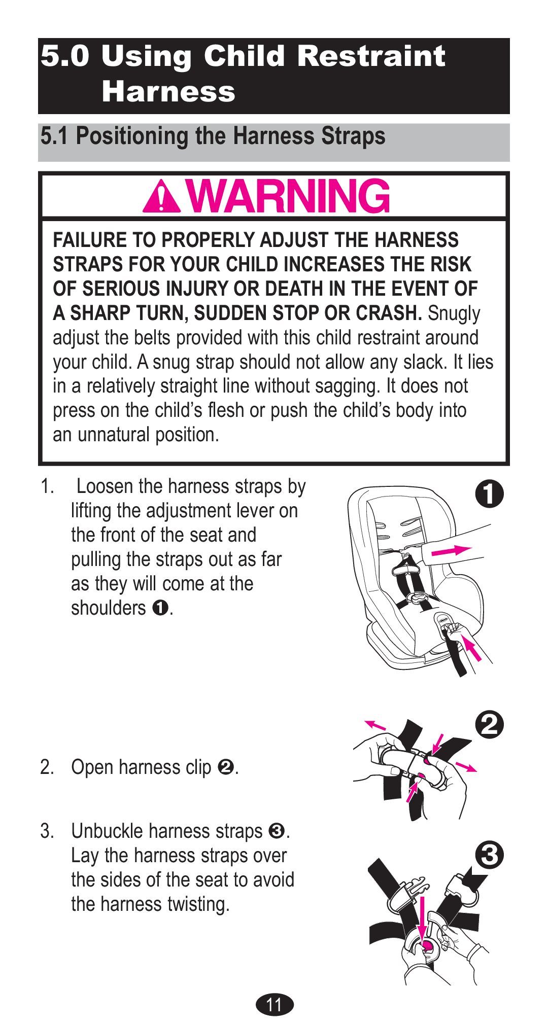 Graco CozyCline owner manual Positioning the Harness Straps 