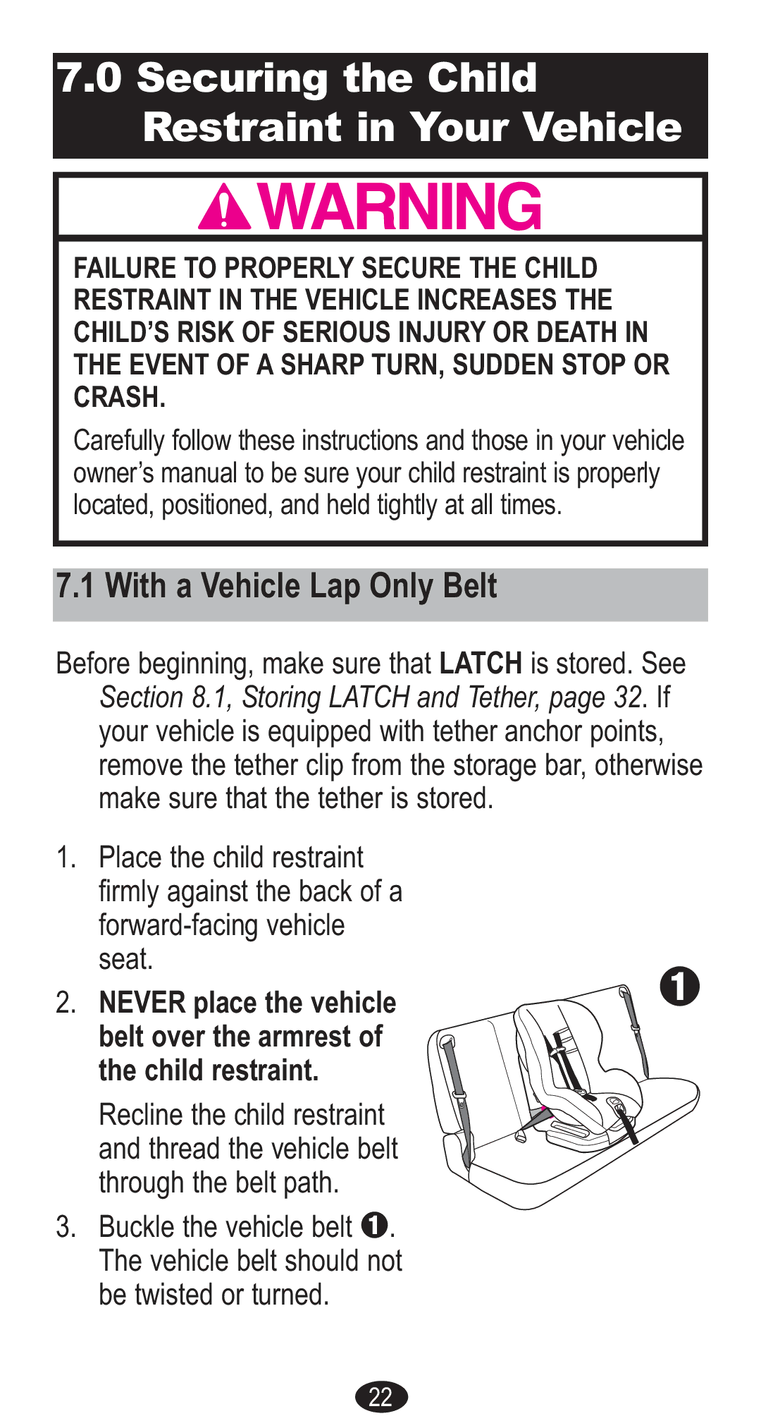 Graco CozyCline owner manual Restraint in Your Vehicle, With a Vehicle Lap Only Belt 