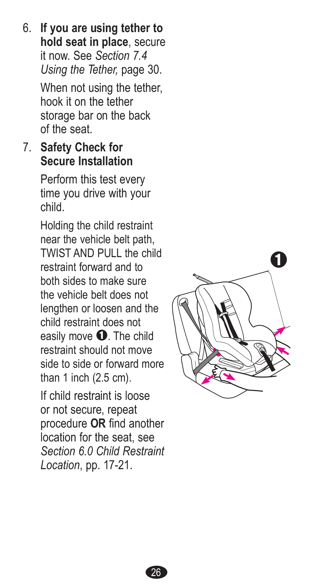 Graco CozyCline owner manual If you are using tether to Hold seat in place, secure, Safety Check for Secure Installation 