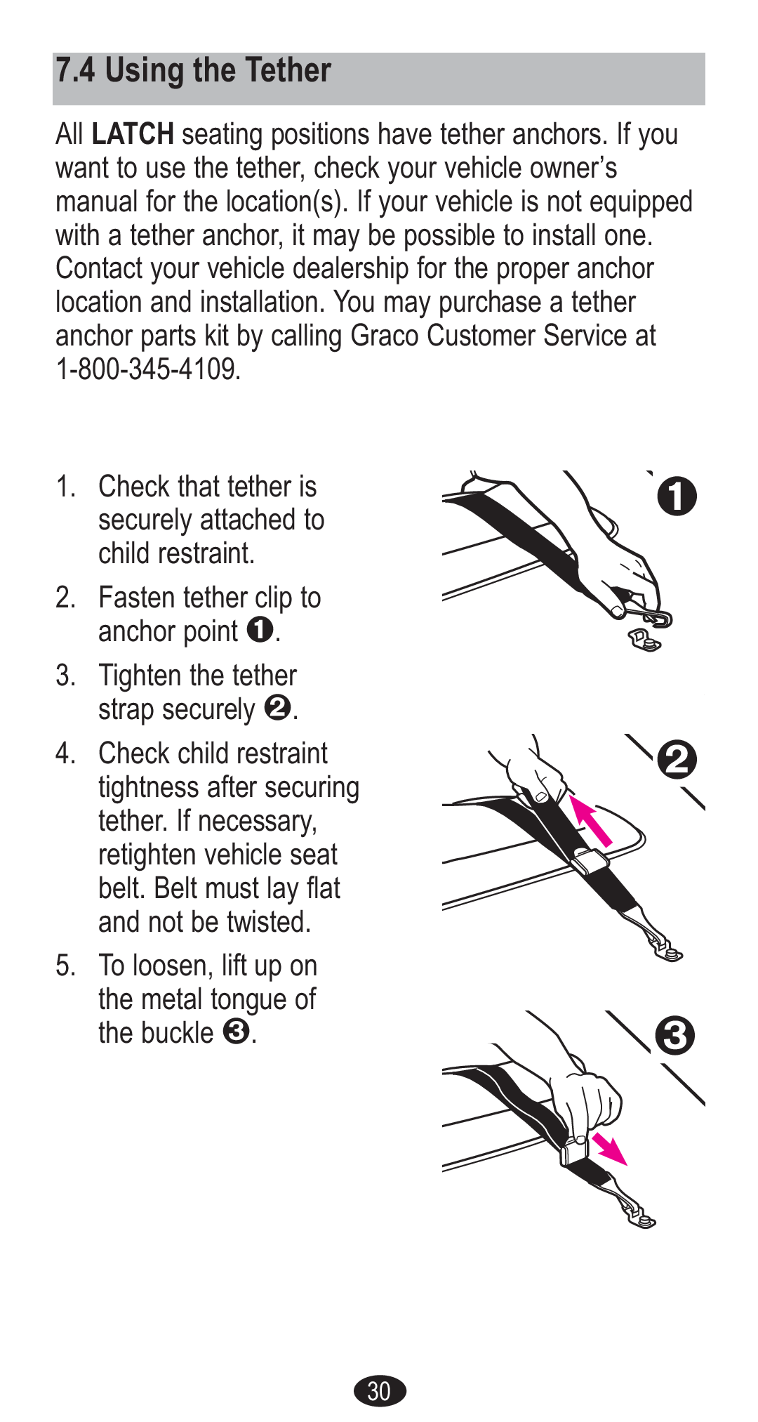 Graco CozyCline owner manual Using the Tether 