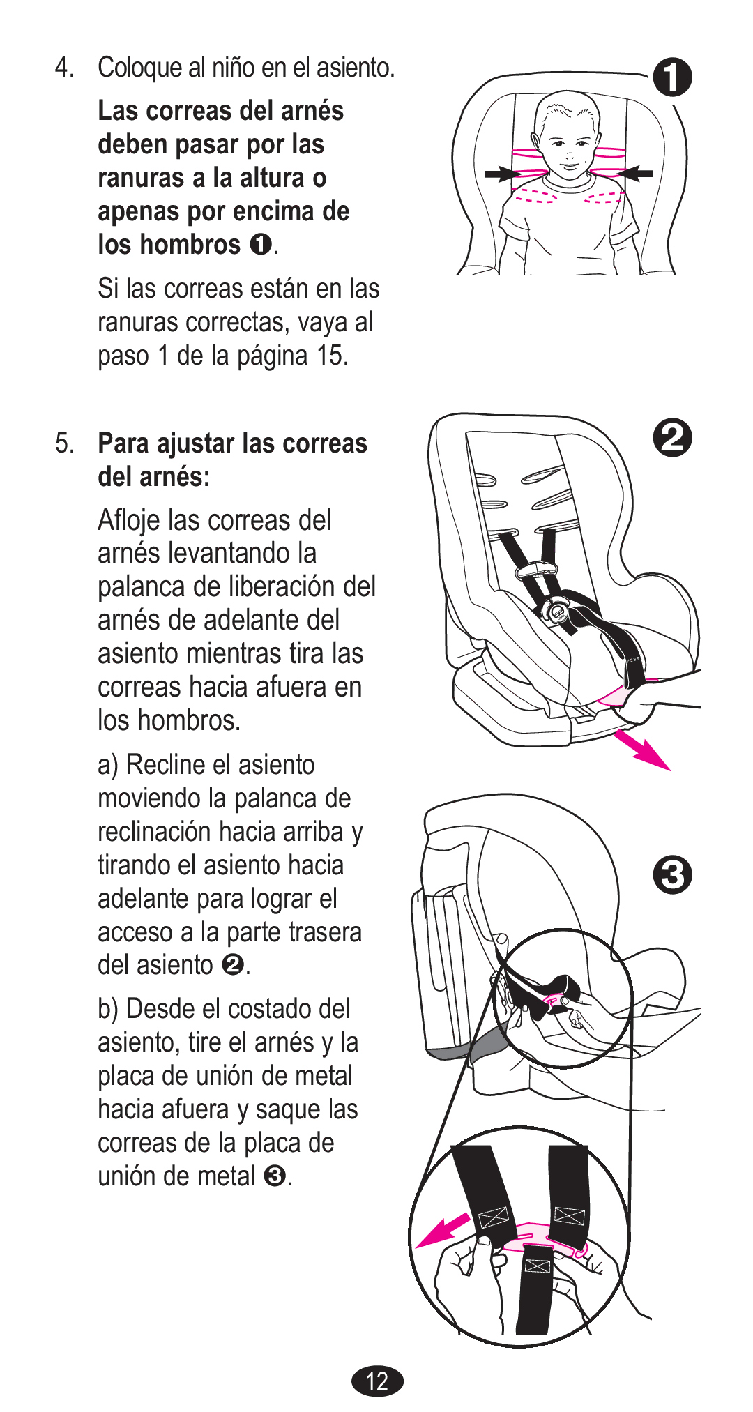 Graco CozyCline owner manual Para ajustar las correas del arnés 