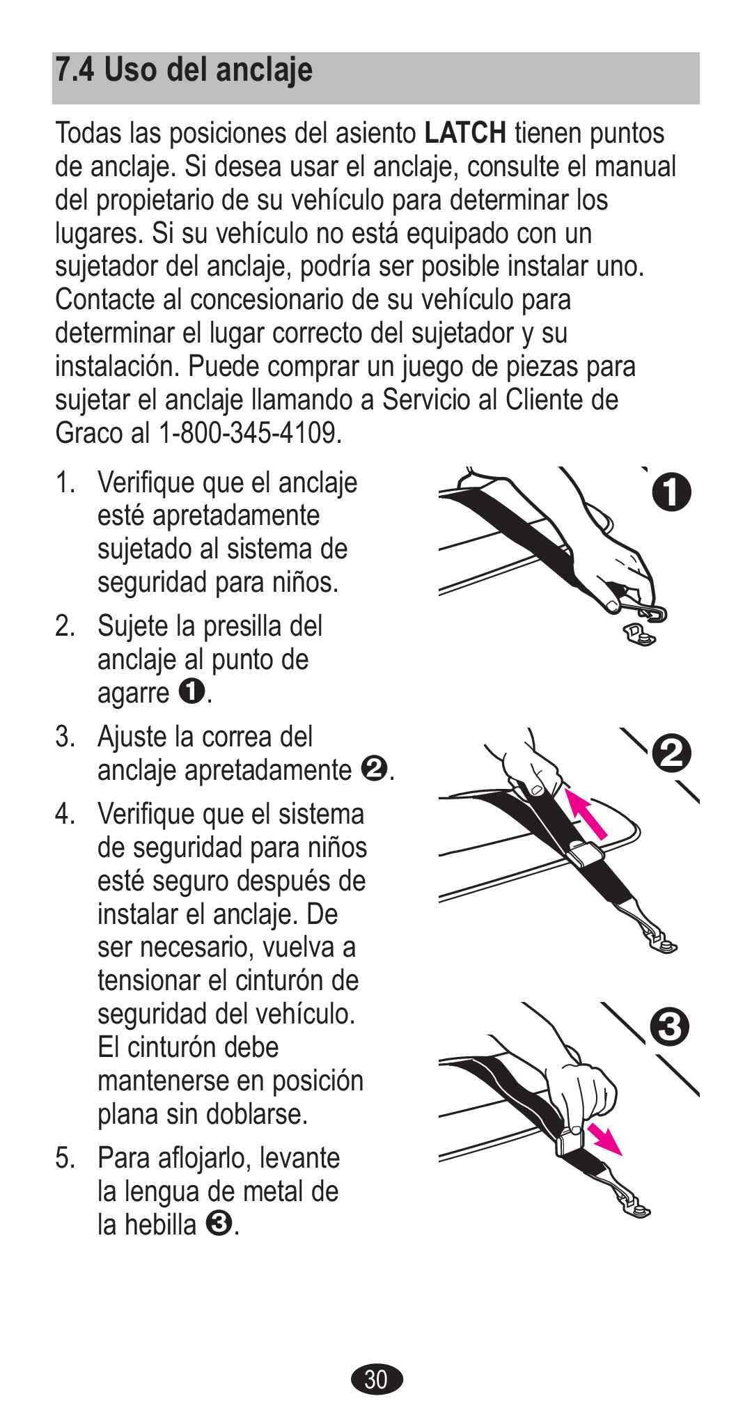 Graco CozyCline owner manual Uso del anclaje 