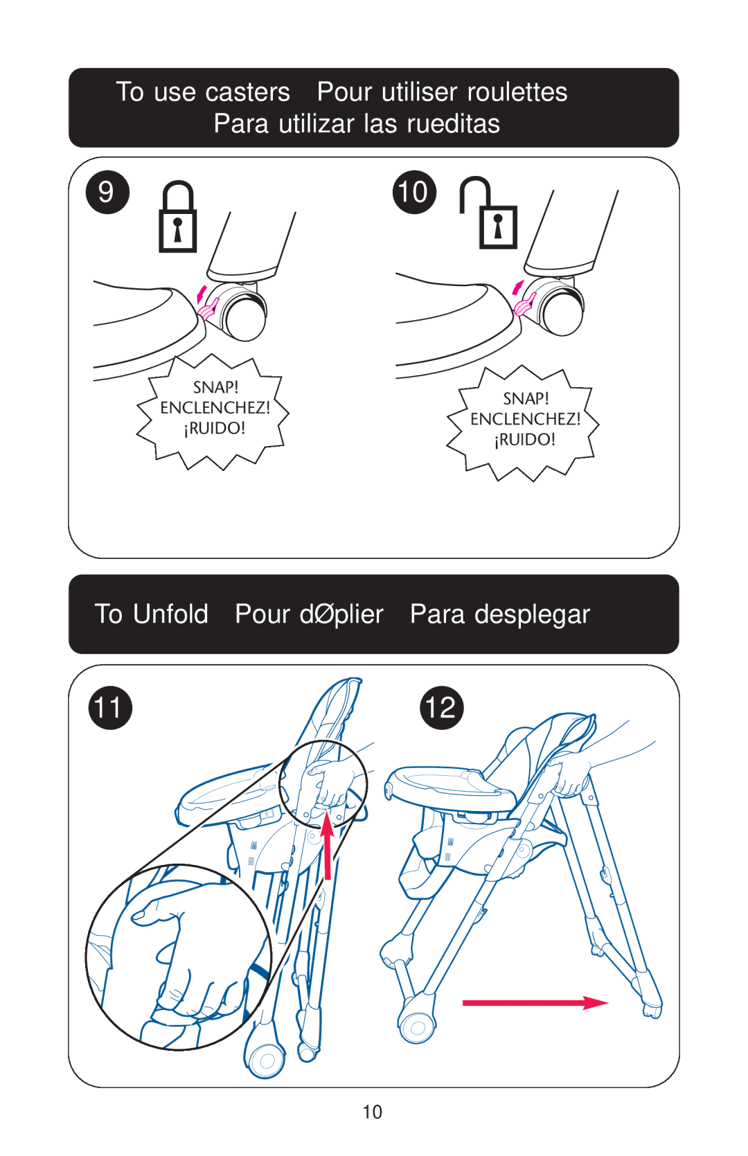 Graco CozyDinette manual 1112, To Unfold Pour déplier Para desplegar 