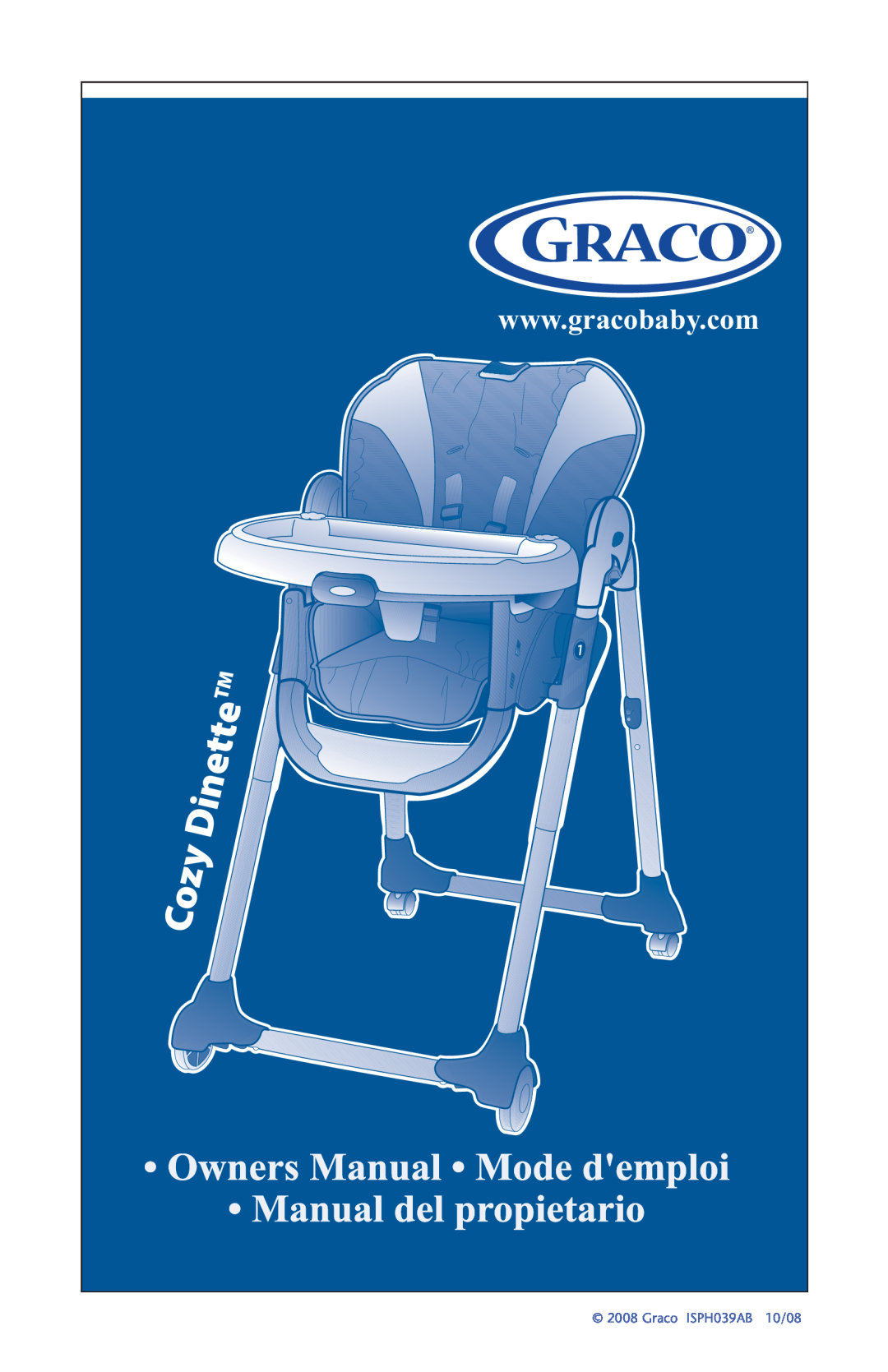 Graco CozyDinette manual Graco ISPH039AB, 10/08 