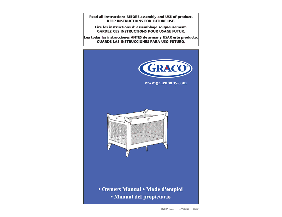 Graco Crib manual Read all instructions Before assembly and USE of product 