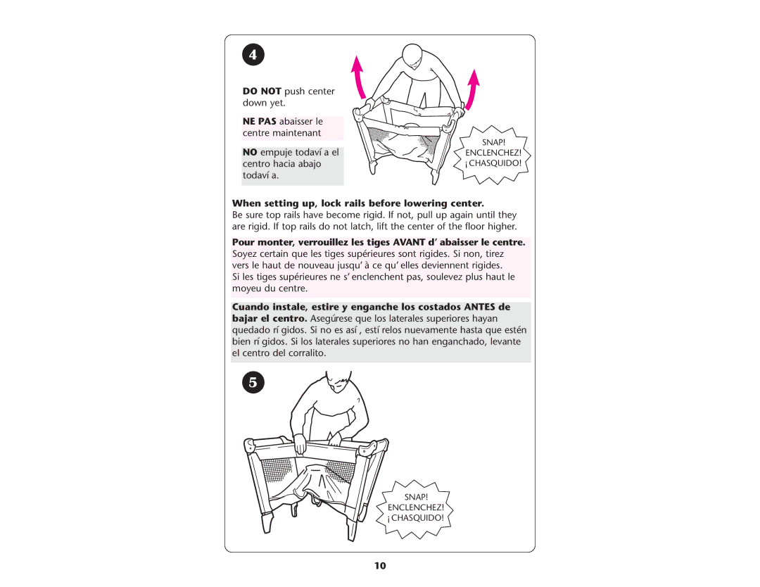 Graco Crib manual When setting up, lock rails before lowering center 