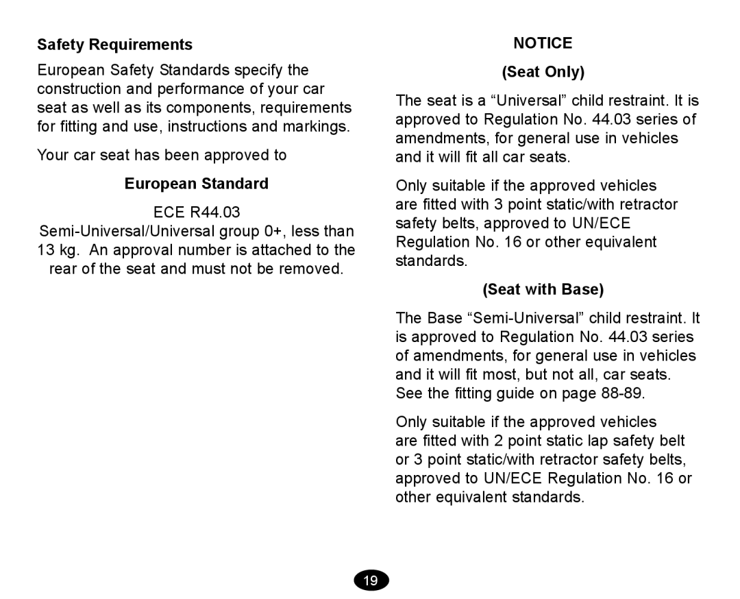 Graco deluxe series manual Safety Requirements 