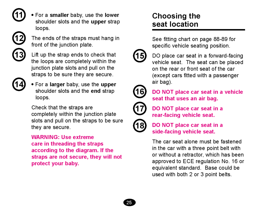 Graco deluxe series manual Choosing the seat location, Side-facing vehicle seat 