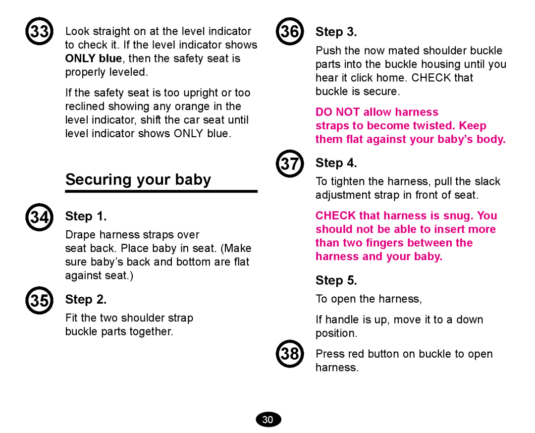 Graco deluxe series manual Securing your baby 