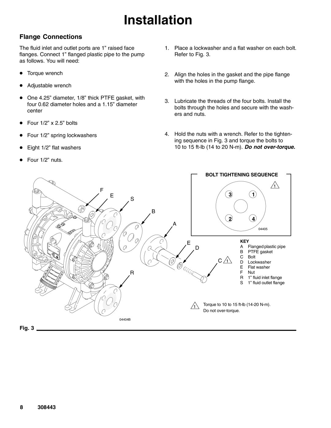 Graco D75, DS5, D82, D72, D85, DR2, DR5, DS2, D81 important safety instructions Flange Connections, Bolt Tightening Sequence 