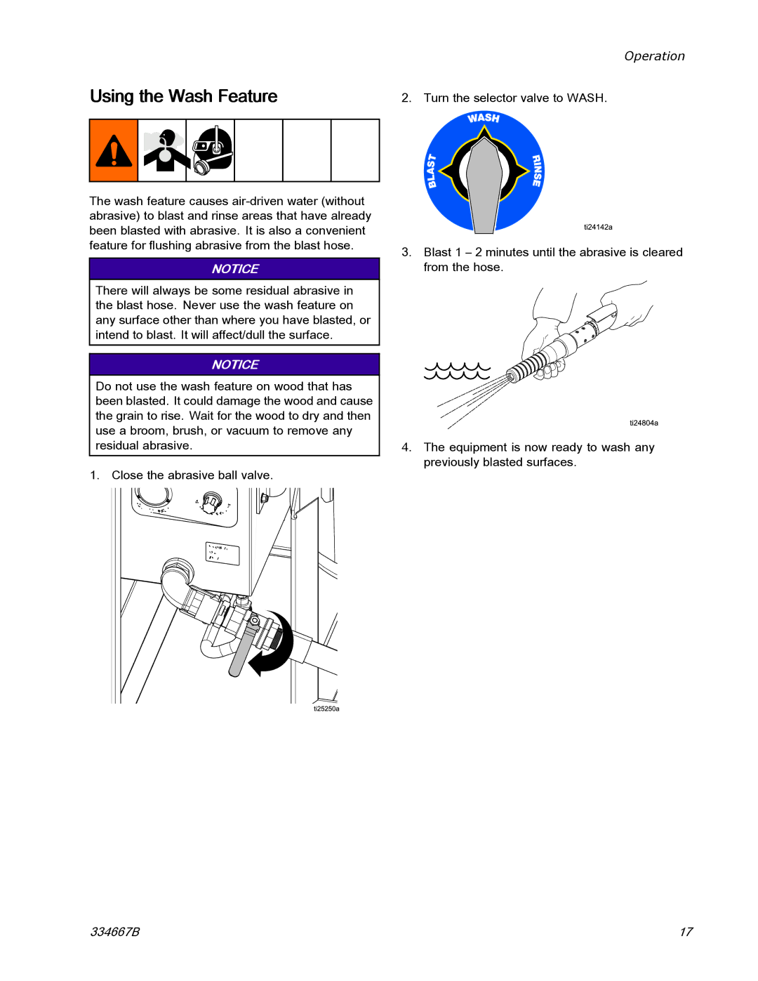 Graco EQ300C manual Using the Wash Feature 