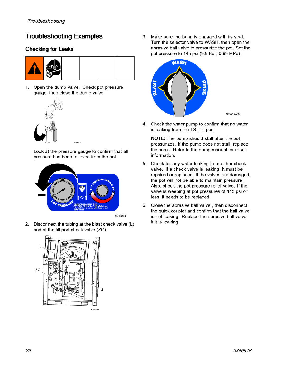 Graco EQ300C manual Troubleshooting Examples, Checking for Leaks 