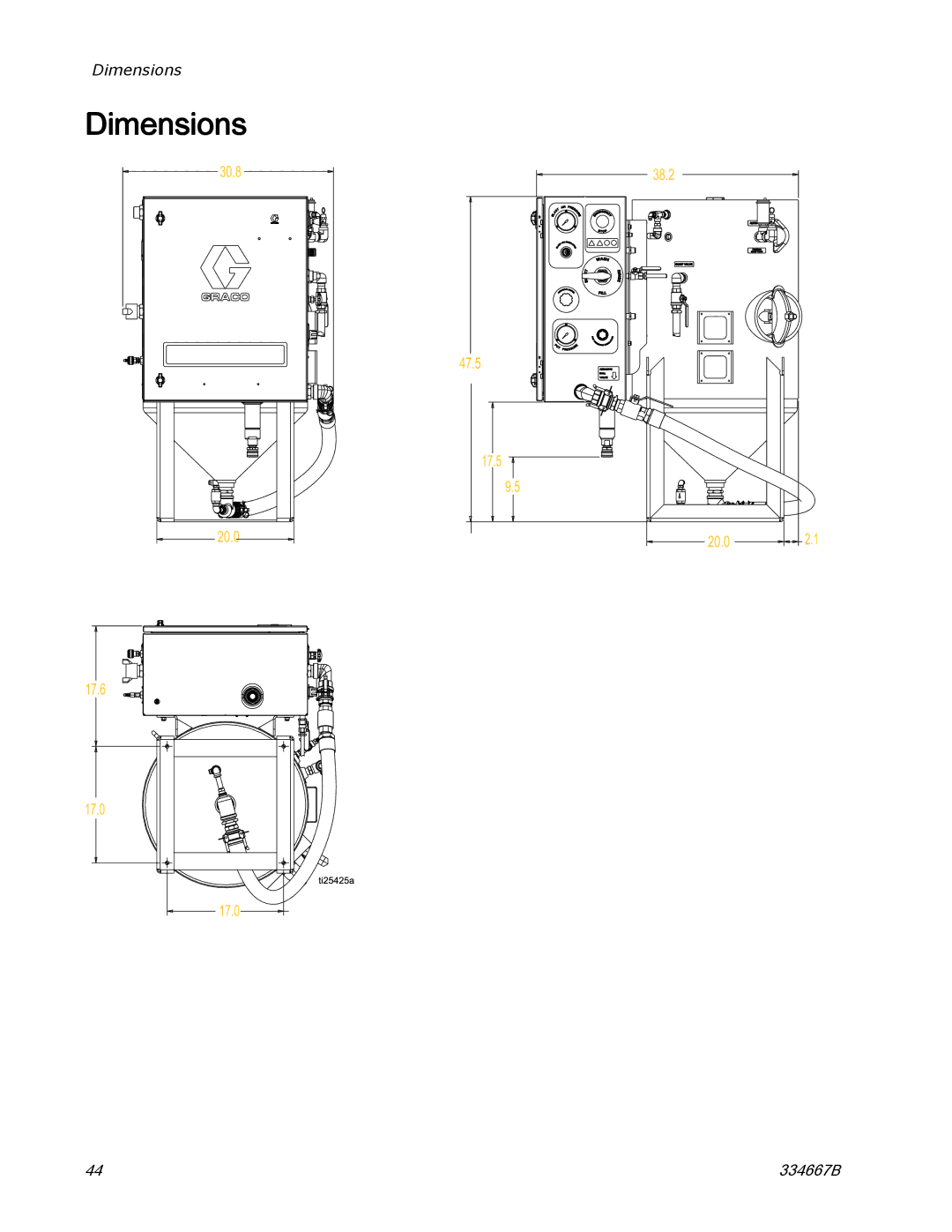 Graco EQ300C manual Dimensions 