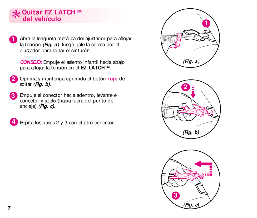 Graco manual Quitar EZ Latch del vehículo 