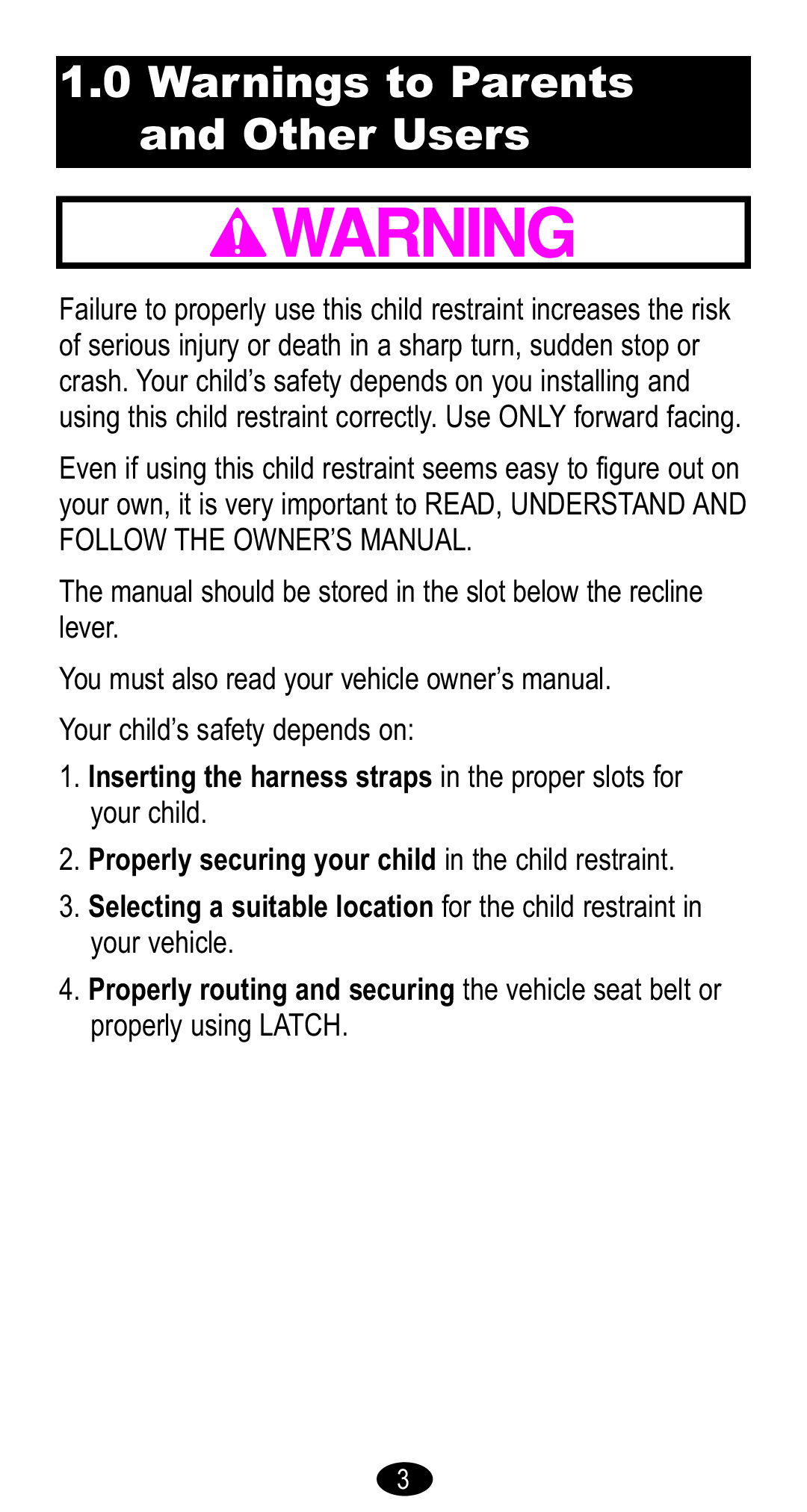 Graco Forward Facing Child Restraint manual Other Users 