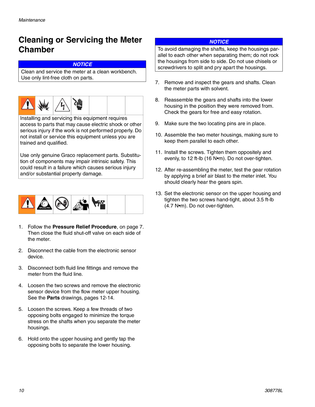 Graco G250HR, G3000HR, g250 important safety instructions Cleaning or Servicing the Meter Chamber 