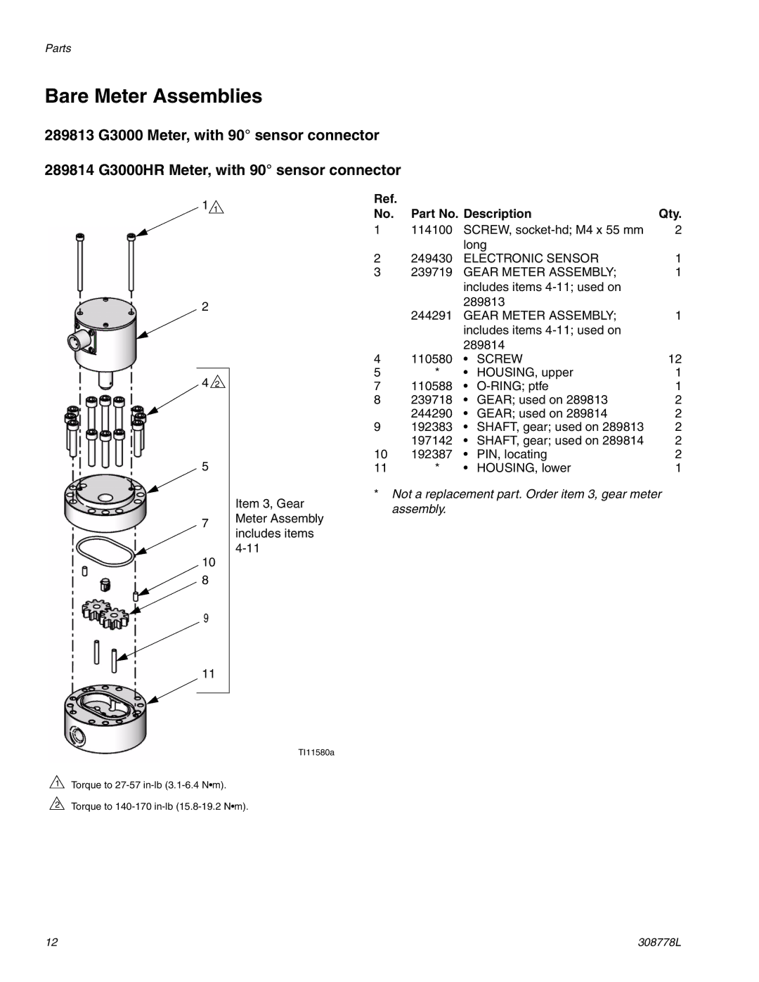 Graco G3000HR, G250HR, g250 important safety instructions Bare Meter Assemblies, Screw 