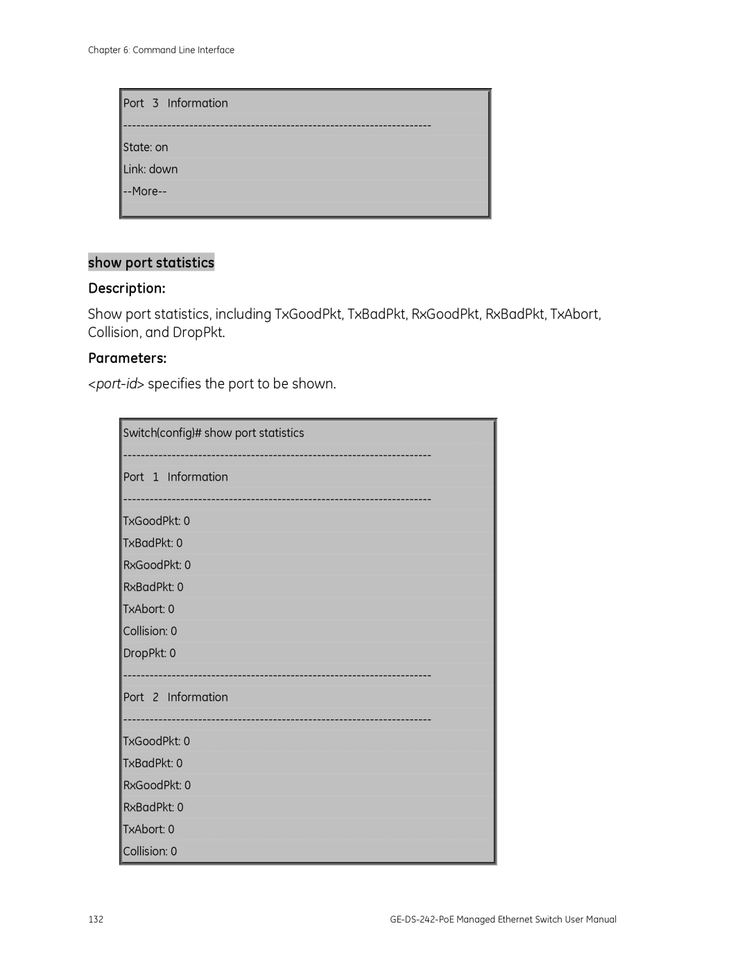 Graco GE-DS-242-POE manual Port-id specifies the port to be shown 