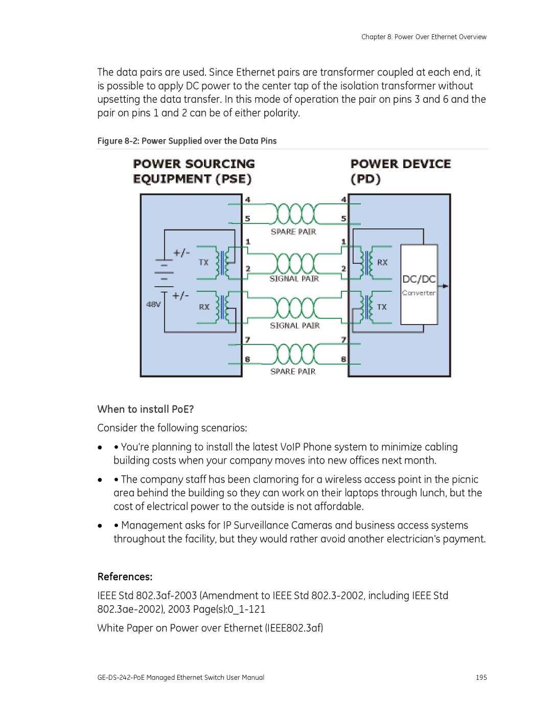 Graco GE-DS-242-POE manual When to install PoE?, References 