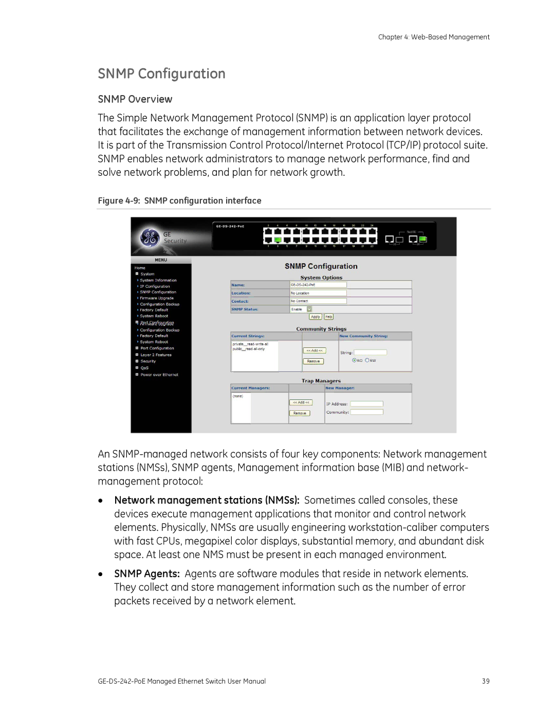 Graco GE-DS-242-POE manual Snmp Configuration, Snmp Overview 