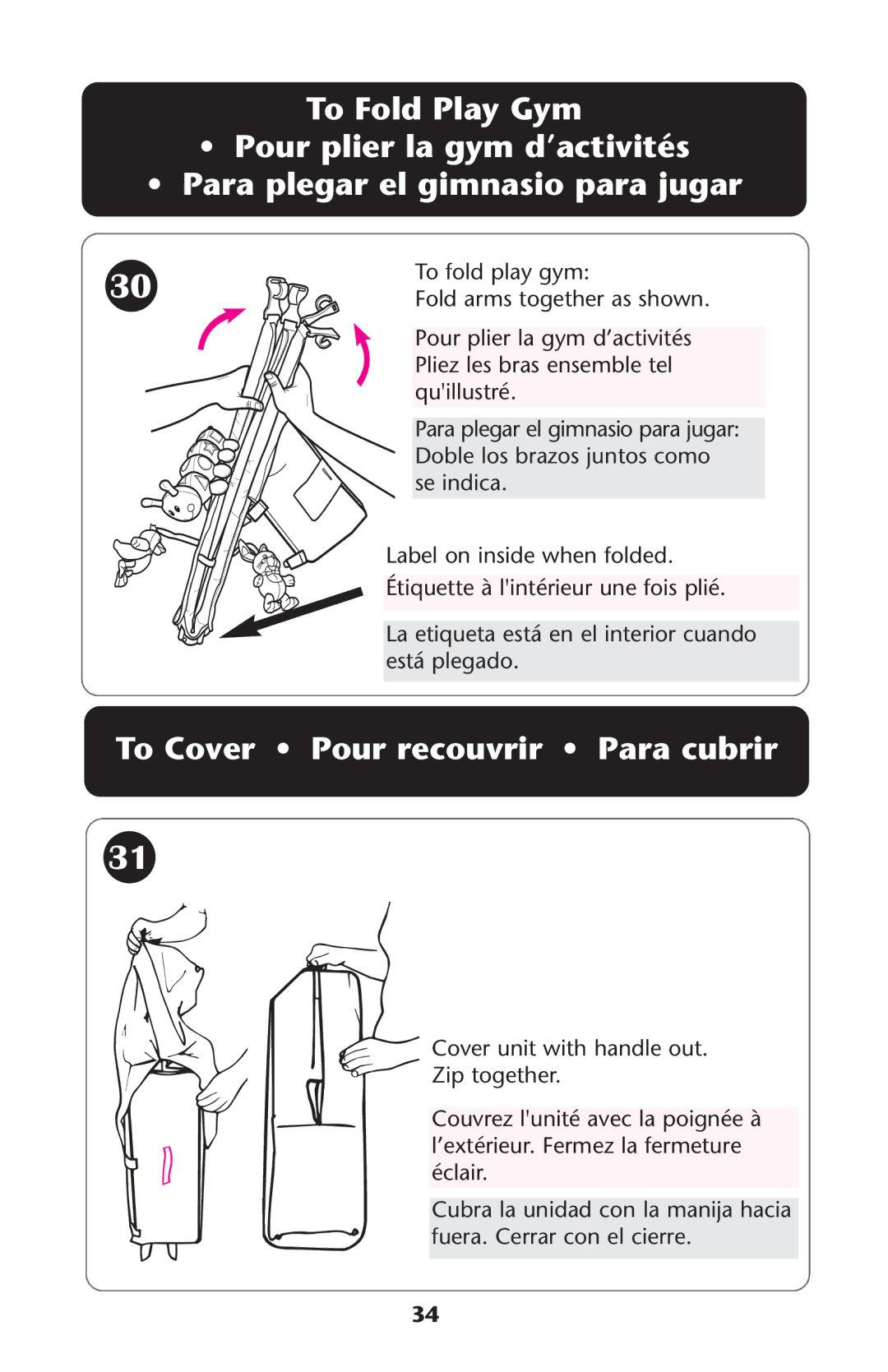 Graco Graco manual To Cover Pour recouvrir Para cubrir 